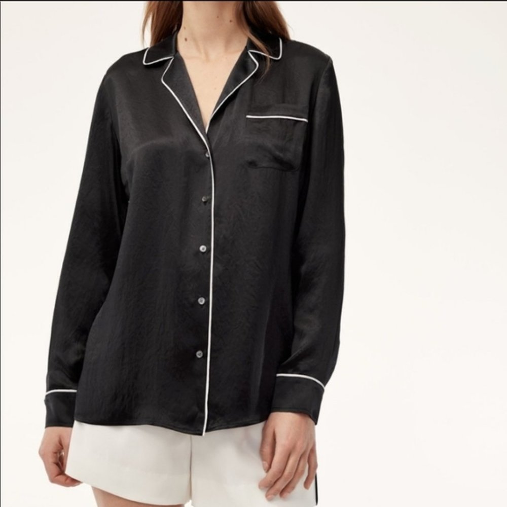 Aritzia Wilfred Venturi Blouse Satin Button-Down | Pink